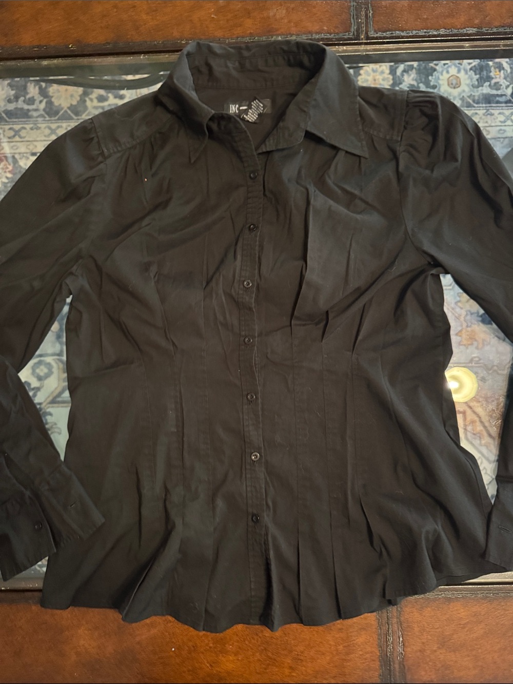 INC International Concepts Black Button-Up Dress Shirt
